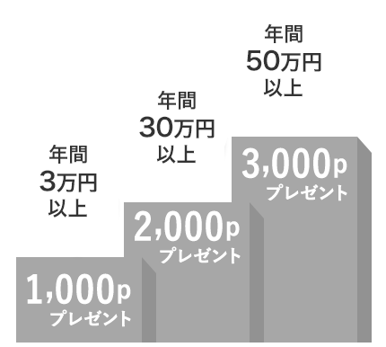 年間50万円以上のご利用で、最大3,000ポイントプレゼント