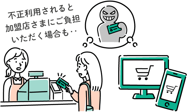 不正利用されると加盟店さまにご負担いただく場合も‥