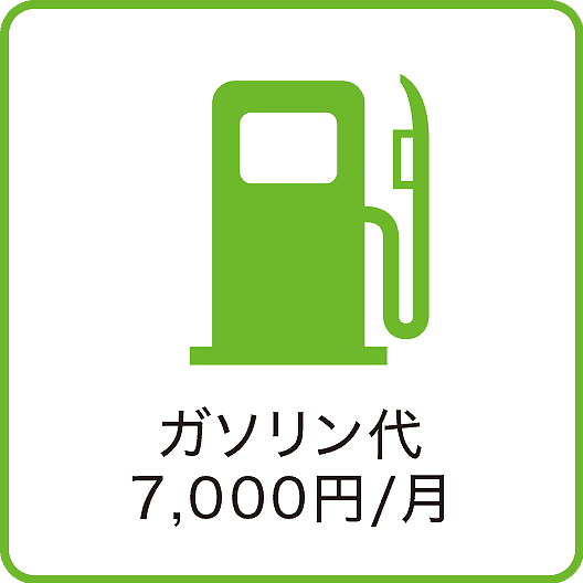 ガソリン代：7,000円/月